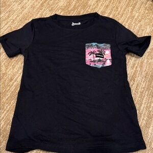 Hurley Kids Black Tee with Tropical Pink Pocket